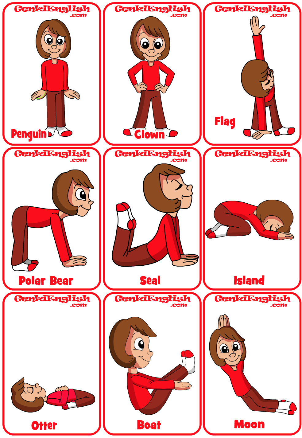 Genki English Yoga Poses Minicards